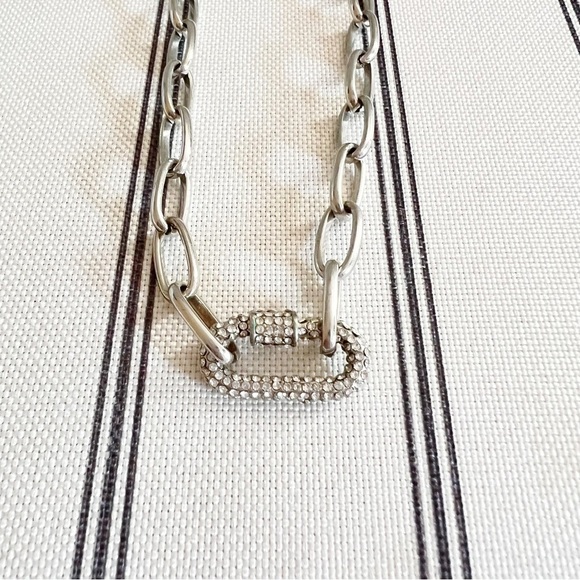 Silver Rhinestone Chunky Chain Necklace - Picture 3 of 5